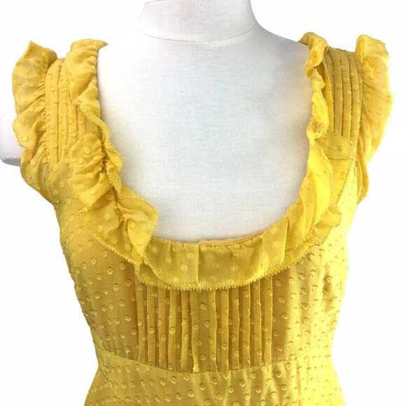 Anthropologie Moulinette Soeurs Behind the Clouds Yellow Swiss Dot Dress Size 4 - Picture 3 of 14